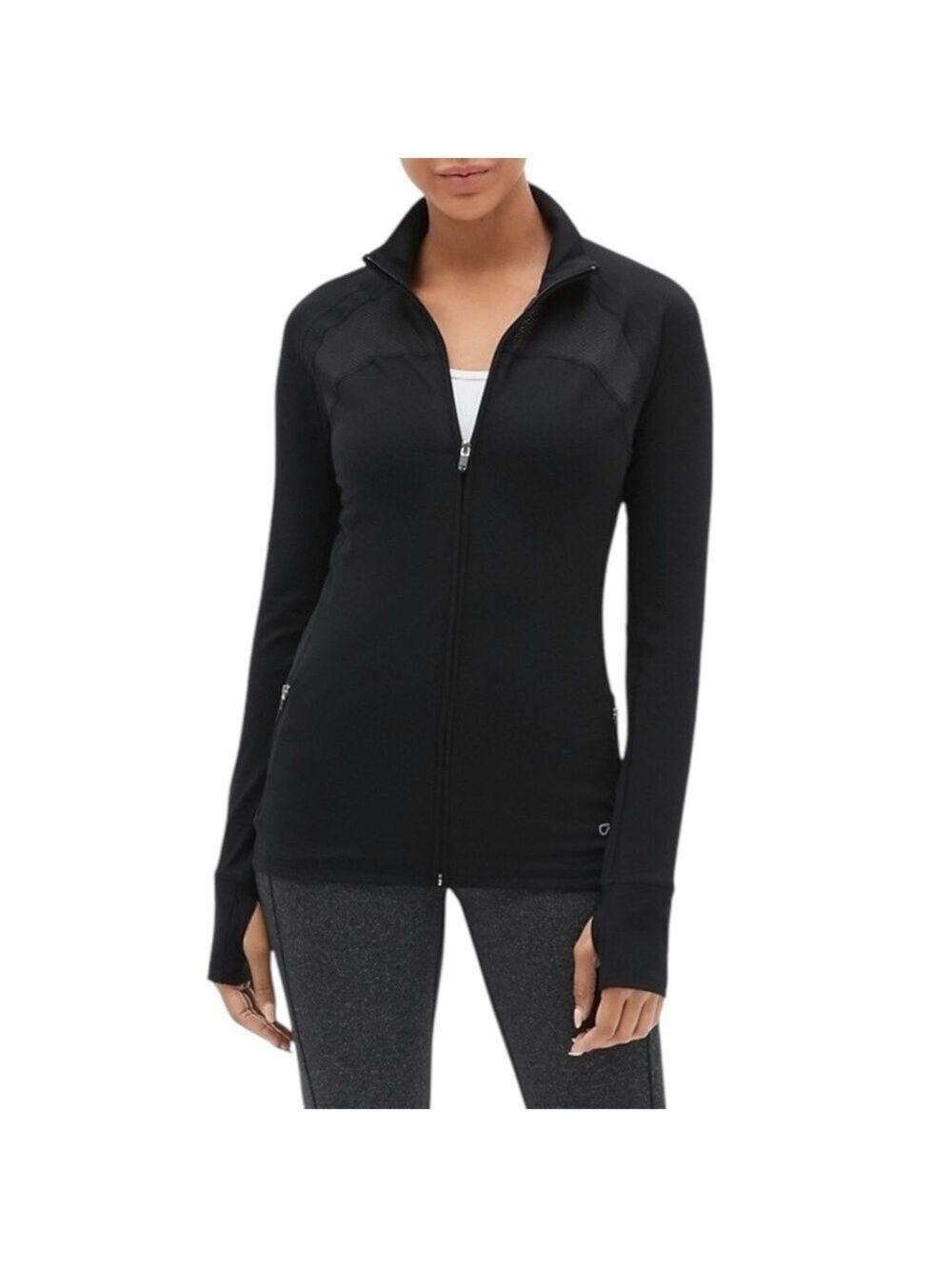 Gap Fit Dri Fit Sweat Wicking Zip Up Tight Fit Longer Length Training Jacket